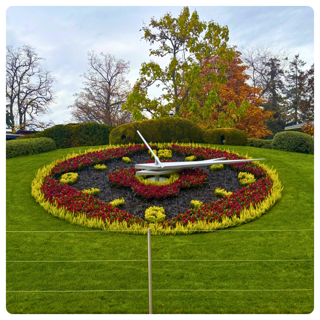 suisse genève horloge fleurie